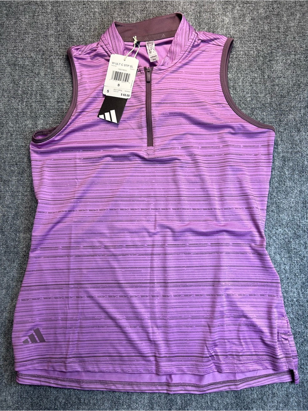 adidas Purple Half-Zip Sleeveless Golf Tank
